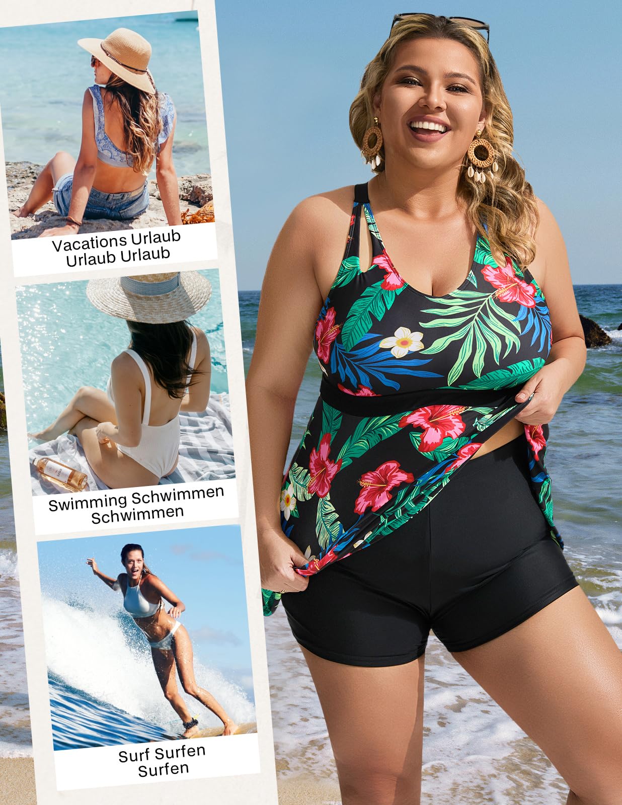 Hanna Nikole Costume da Bagno Due Pezzi da Donna con Controllo della Pancia e Vita Alta Costume da Bagno Vintage con Gonna