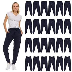 BILLIONHATS 24 Pack Women Jogger Sweatpants Bulk Comfy Fleece-Lined with Ribbed Cuffs for Charities Shelter Home Donations