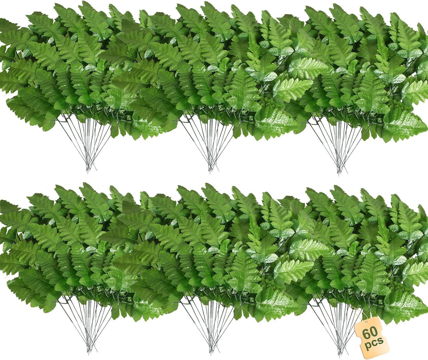 ZeKonan 60 Pcs Artificial Silk Fern 19.93 * 8.28 Inch Fake Greenery Stems Green Fake Ferns Floral Arranging Birthday Party Wedding Decorating