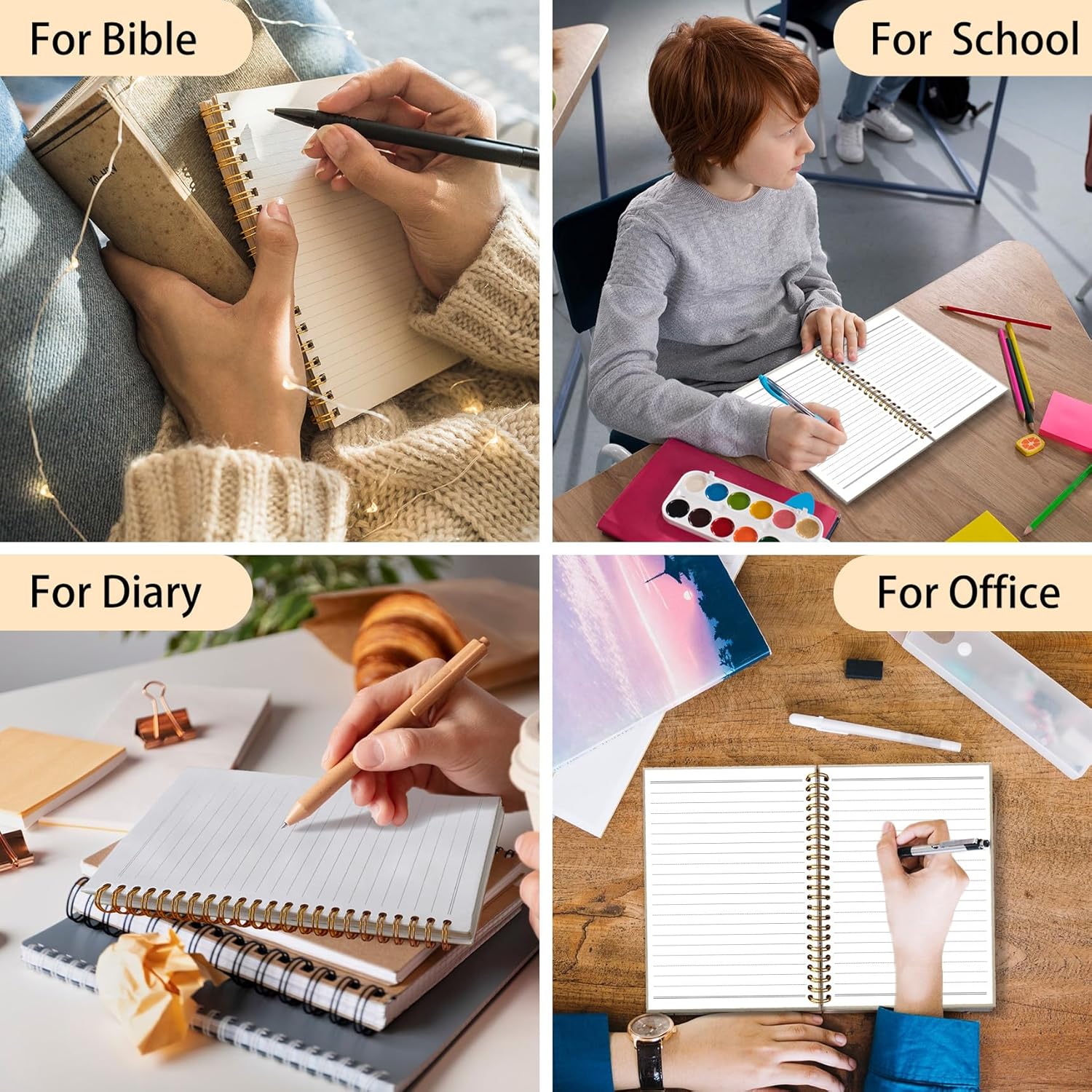 huester Vintage Butterfly Spiral Notebook Journal, Green Retro Butterfly Aesthetic Journal Notebooks for Note Taking, Cute Notebooks for Women Gifts for Women, 5.5x8.3 Inch - Image 3