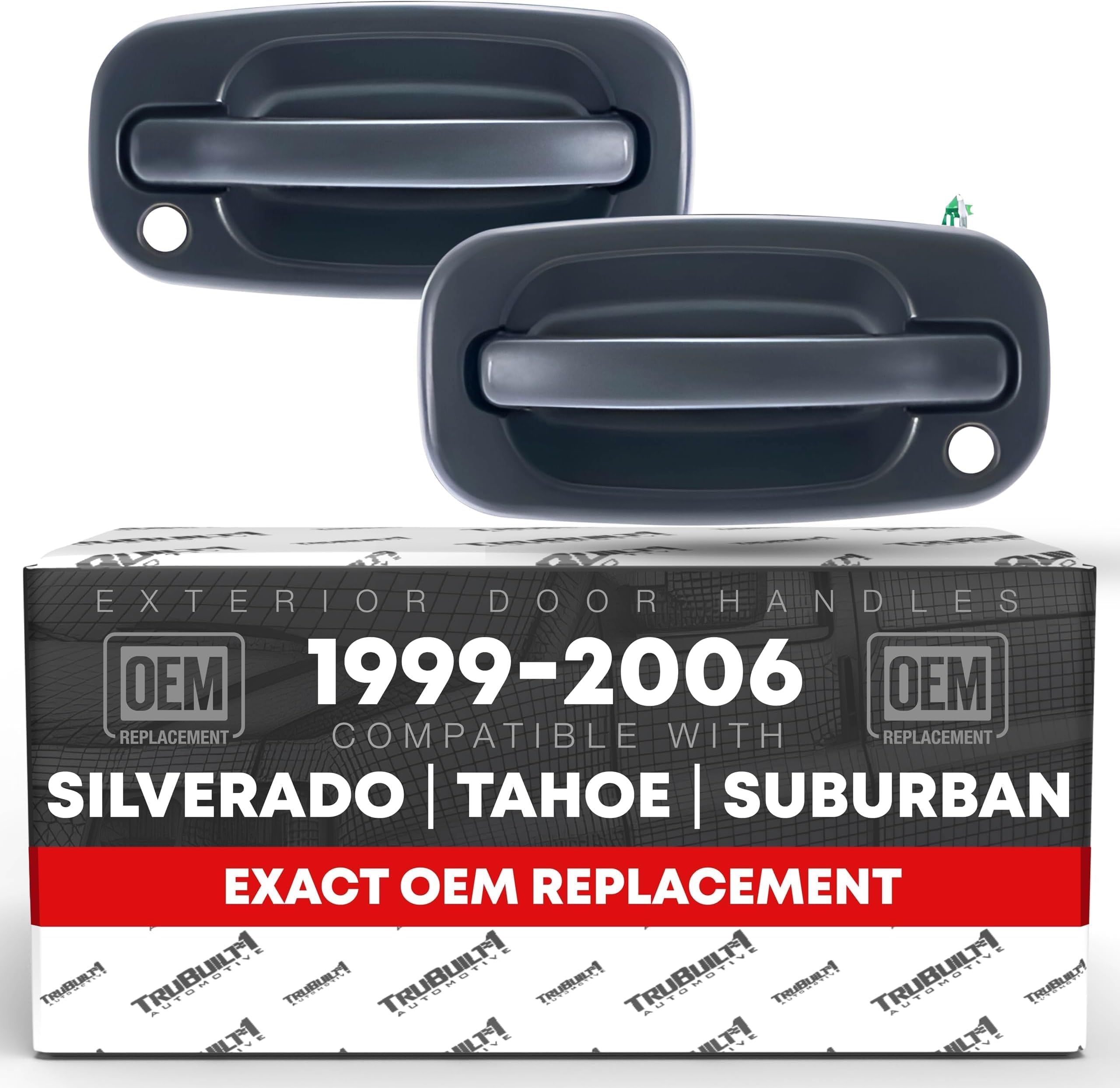Exterior Front Driver & Passenger Door Handle - Compatible with 1999-2006 Chevrolet Silverado, 02-06 Avalanche, Suburban, Tahoe; 99-06 GMC Sierra, Yukon - Textured - OEM 15034985
