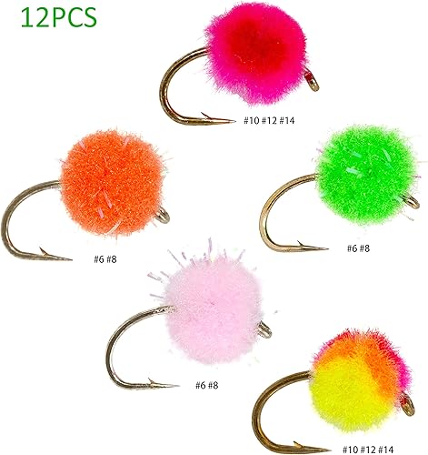Miniatura 20 de Surtido de moscas de pesca con mosca para producción de 24/36/50/60 Seco, húmedo, ninfas, serpentinas, caddis Señuelo de pesca para trucha, 12