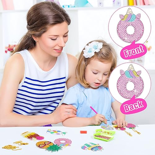 Miniatura 17 de MTLEE 10 juegos de artes y manualidades para niños de 8 a 12 años, kits de llavero de pintura de diamantes 5D, kits de arte de gemas para niñas