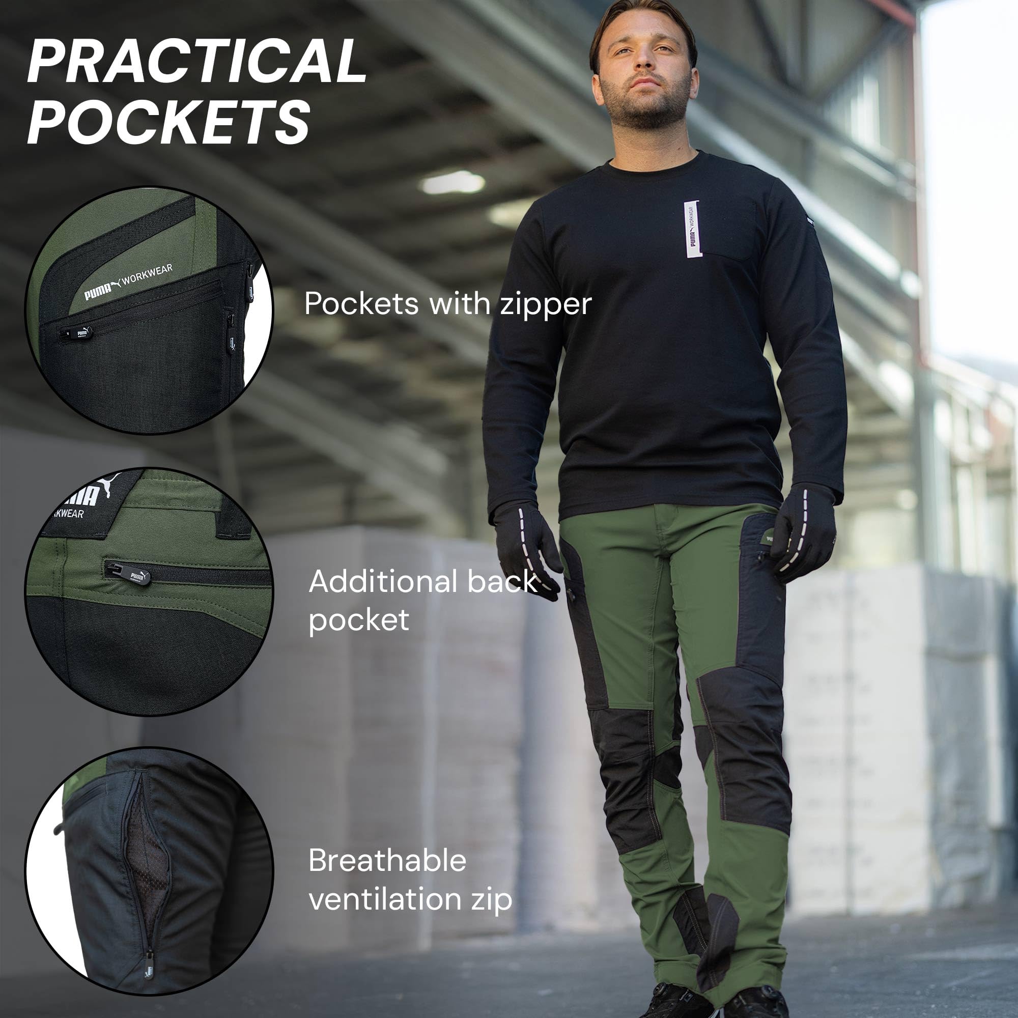 PUMA Workwear Pro-One Outdoor spodnie robocze – wytrzymałe, oddychające i trwałe – idealne spodnie do wędrówek, wspinaczki górskiej, bushcraftu i prac na zewnątrz