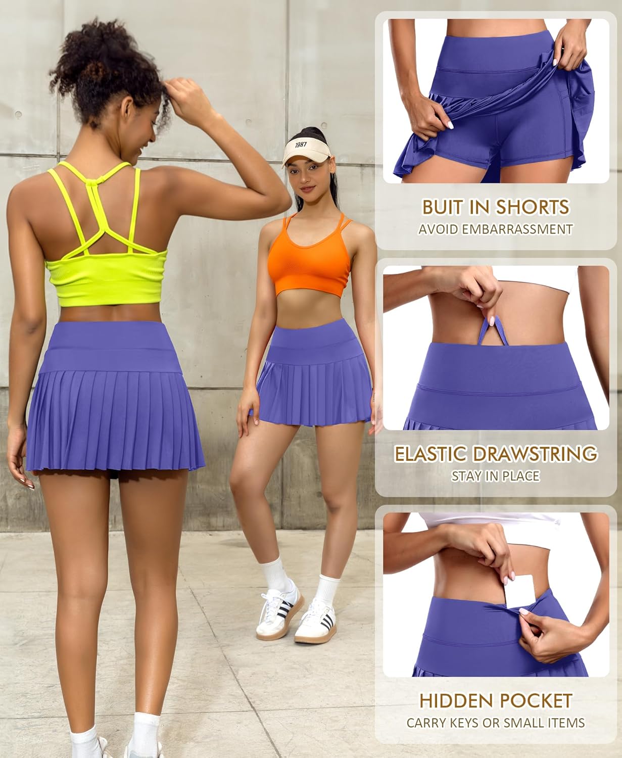 JoyGirl Pleated Tennis Skirt for Women with Shorts Athletic Golf Skort Workout Running Sports Skirts Skorts with Pockets - Image 4