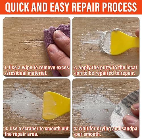 Miniatura 4 de Relleno de madera, masilla de madera, relleno de madera pintable, masilla de madera manchable, lijable, relleno de madera blanca puede reparar