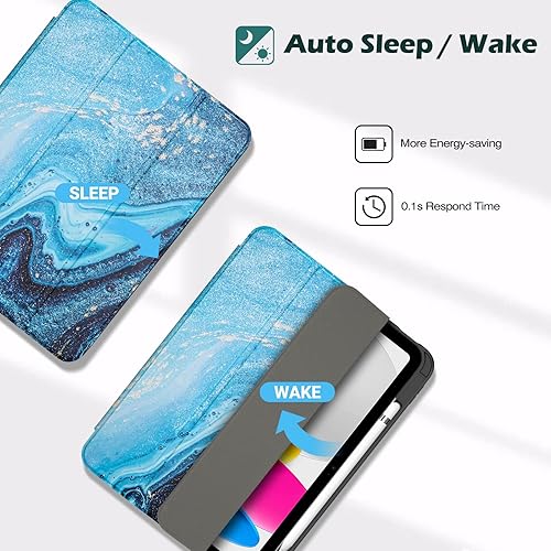 Vista 21 de ProCase Funda para iPad (A16) de 11ª generación de 11 pulgadas 2025/10ª generación de 10.9 pulgadas 2022 con soporte para lápices, funda híbrida Azul