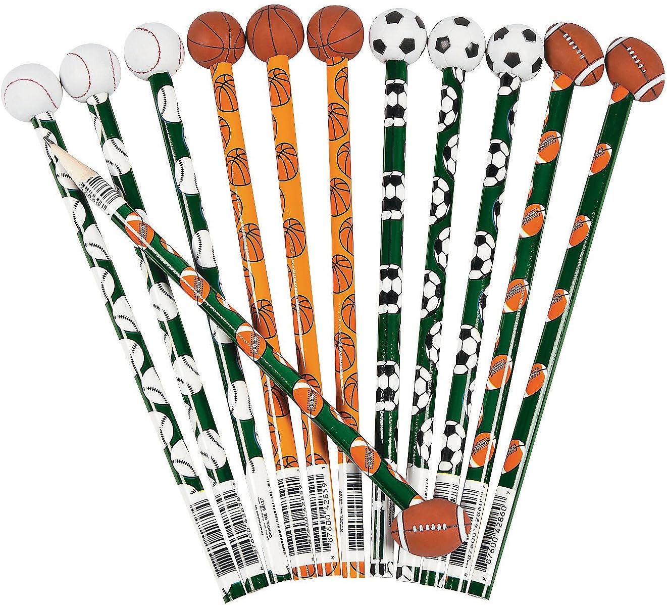 Wooden Sports Pencils With Ball Eraser (12 Pack) : Toys & Games