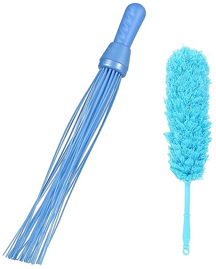 Gala Plastic Floor Broom, Medium, 1 Piece andGala - 153070 Multipurpose Microfiber Duster for Home and Car Use (Blue)
