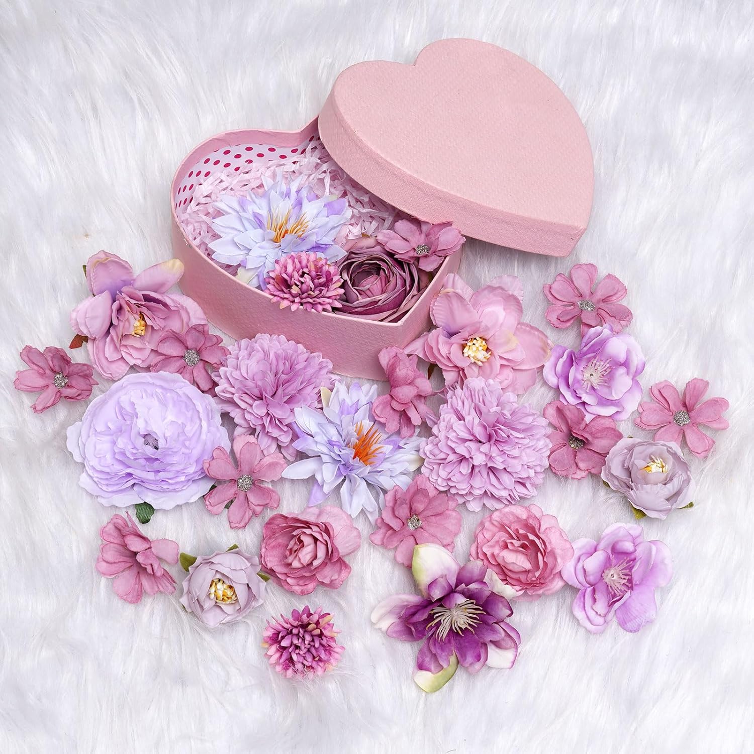 27 Pcs Faux Flowers Small Silk Artificial Flower for DIY Multicolor Flowers Craft Supplies for Wedding Party Graduation Home Decor (27, Purple) - Image 6