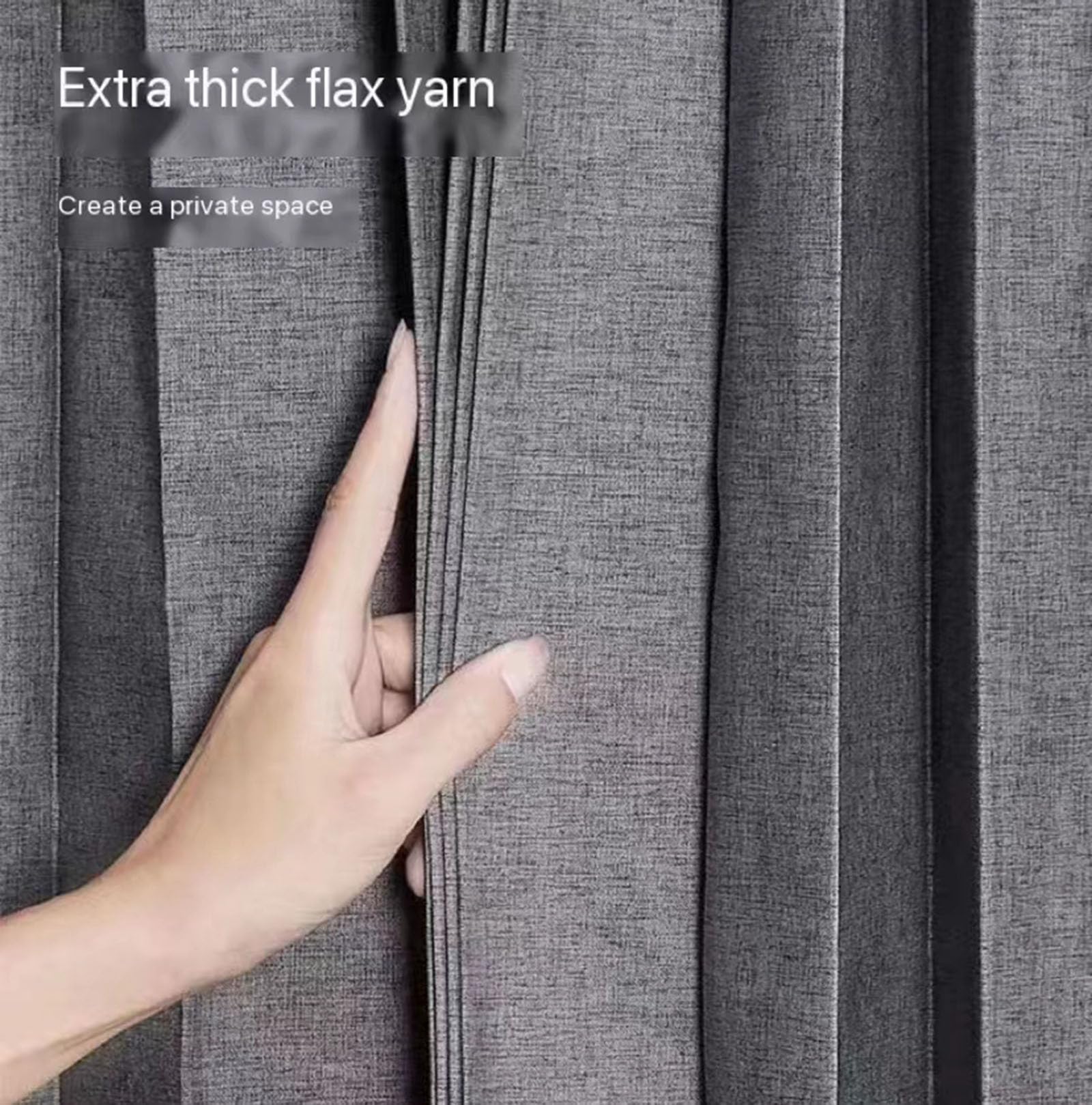 CAULO Tenda da Doccia Pieghevole per Bagno con Aspirazione Magnetica su Due Lati, in Lino Spesso (Grizzle 180x200cm)