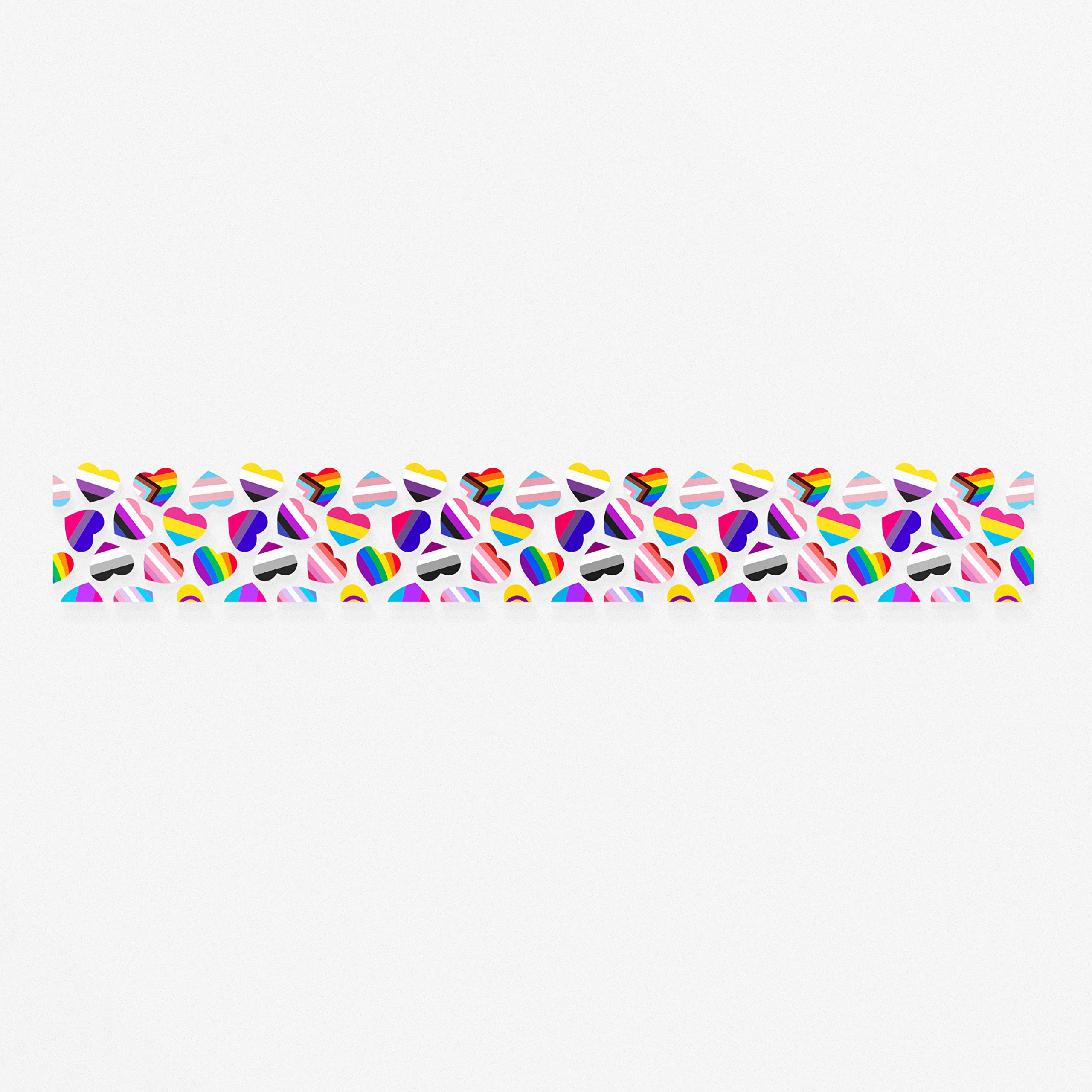 Pride Hearts Border Window Sticker for Glass, Reusable Gay Pride Accessories for Windows