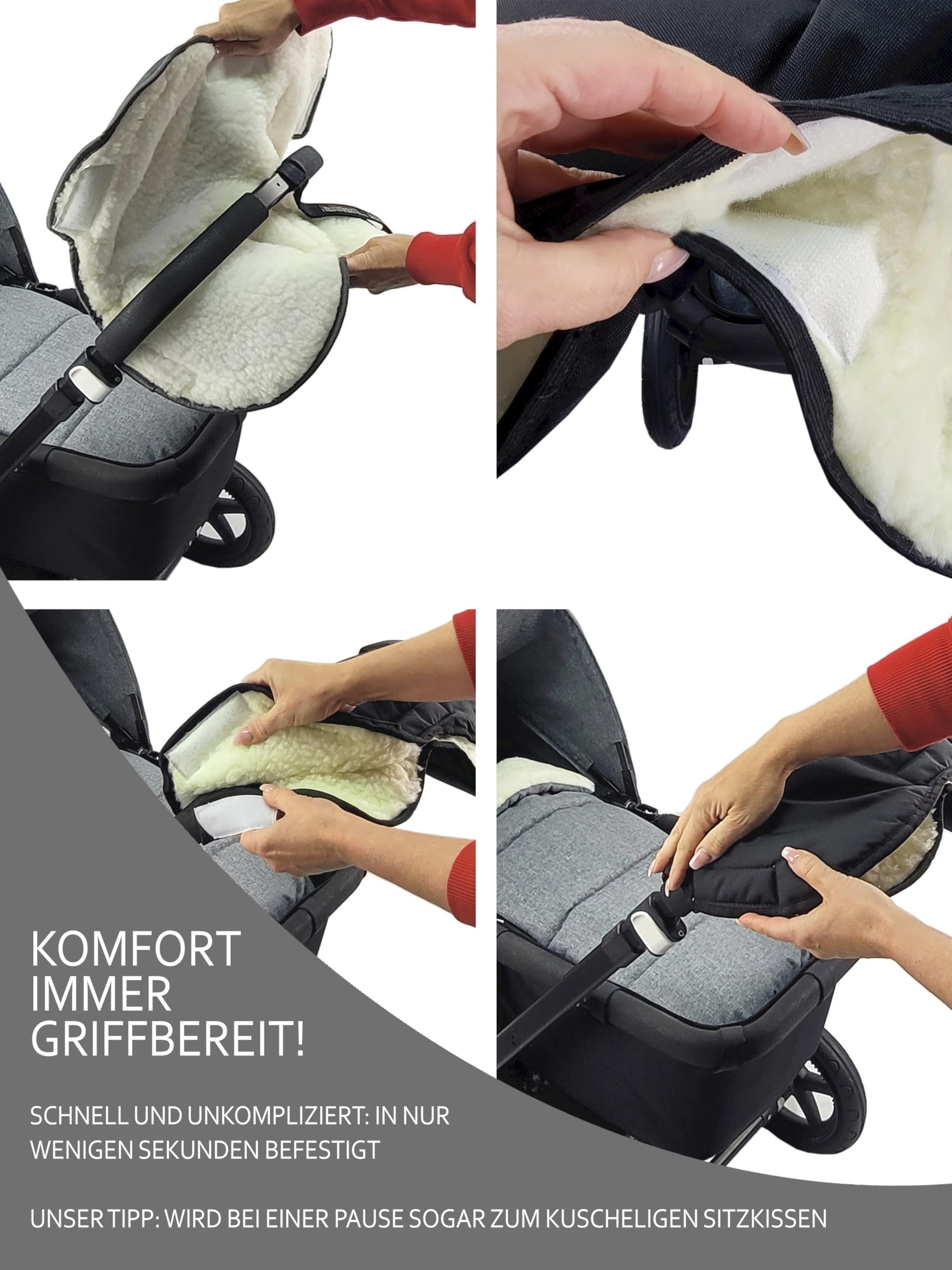 Joyfill Handwrmer Kinderwagen Universal  Kuscheliger Handmuff Mit Weichem  Innenfutter, Wasserabweisend, Leicht & Waschbar (Schwarz) Kinderwagen  Zubehr Winter
