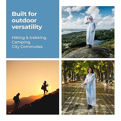 Lifelong Women's Raincoat | 100% Waterproof | Lightweight One-Piece Girls Raincoat With Hood, Side Pocket, Snap Buttons | Portable Travel Raincoat For Hiking, Trekking, Camping (L, Sky Blue) - Image 5