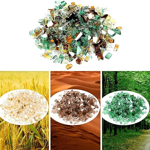 Miniatura 2 de Onlyfire 10 libras de cristales de fuego reflectantes mezclados para chimenea, hogueras y paisajismo, piedras de cristal de fuego de  pulgada de