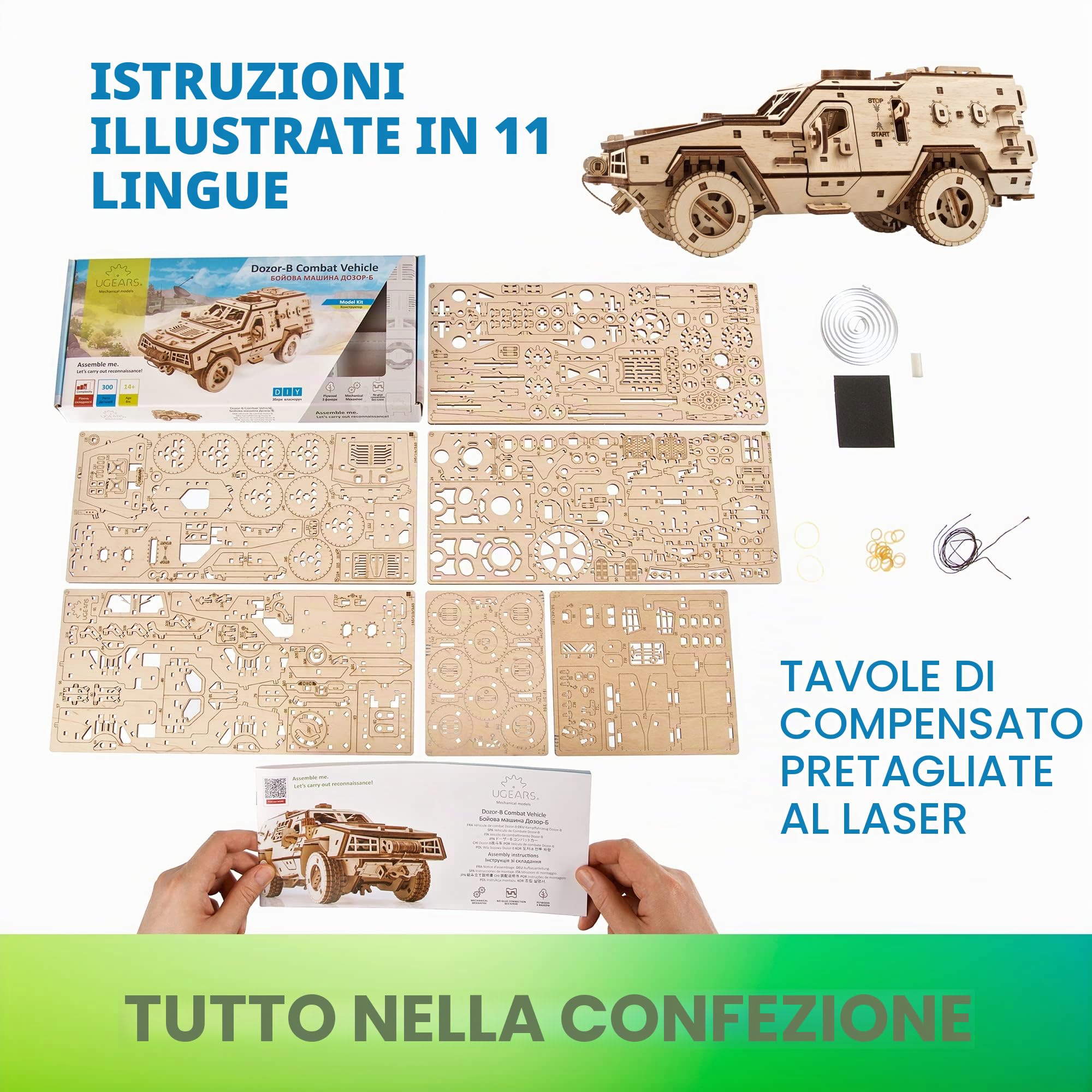 Ugears Dozor-B Modellismo Auto da Costruire Adulti - Puzzle 3d Legno Modellini Auto da Costruire - Costruzioni Legno Adulti Rompicapo Puzzle Kit Fai Da Te per Potenziare La Creatività