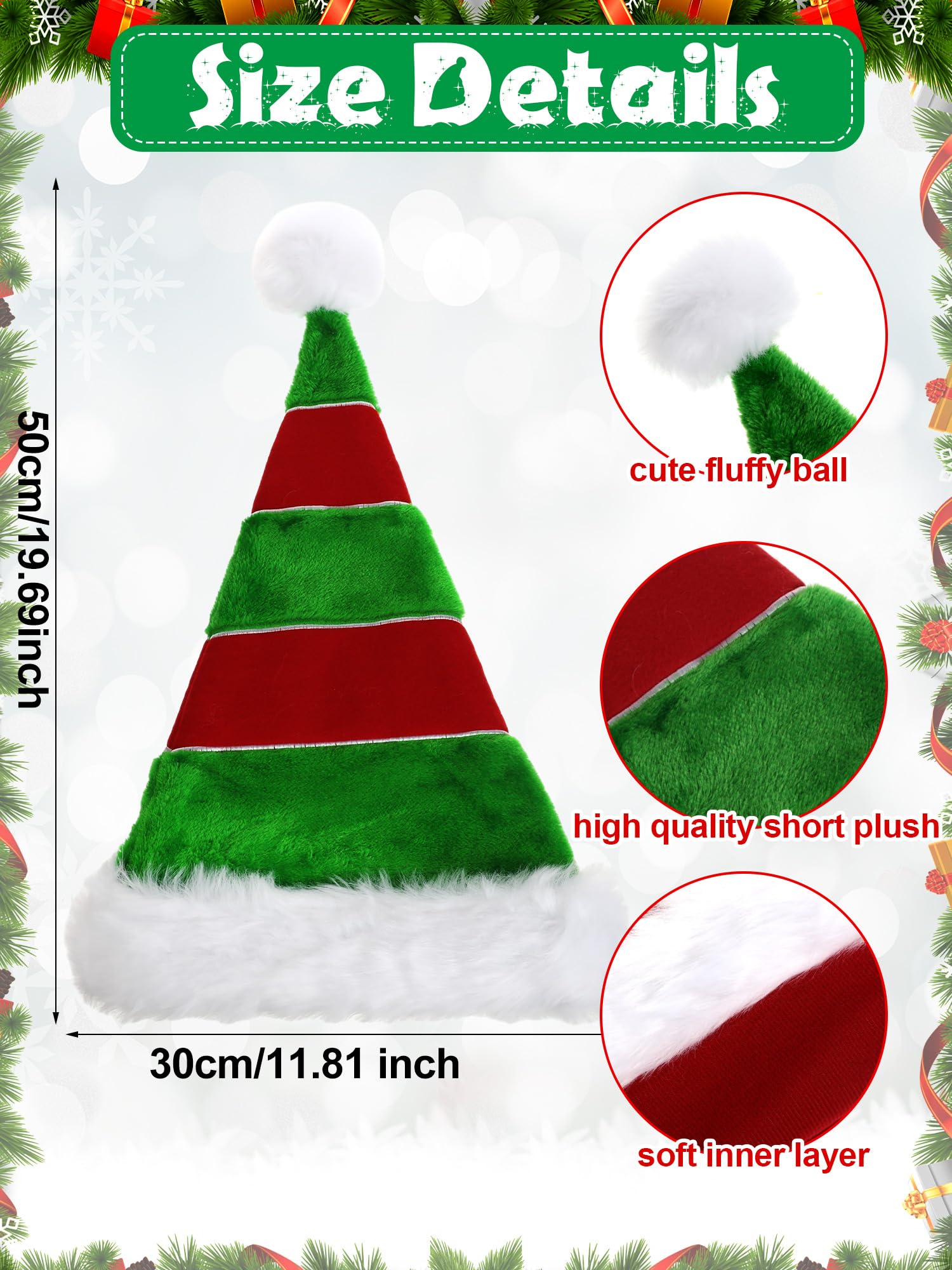 Liitrsh 6 cappelli di Natale cappello di Babbo Natale novità cappello di Babbo Natale elfo cappello di Natale brutto maglione elfo cappelli divertenti di Natale gnomo cappelli per adulti bambini