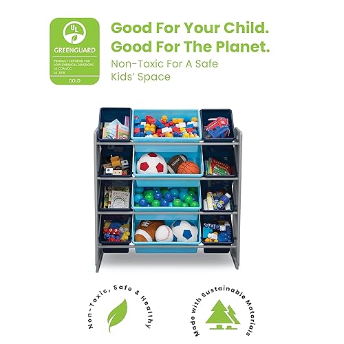 Miniatura 4 de Delta Children Organizador de almacenamiento de juguetes para niños con 12 contenedores de plástico, certificado Greenguard Gold, juego de mesa y