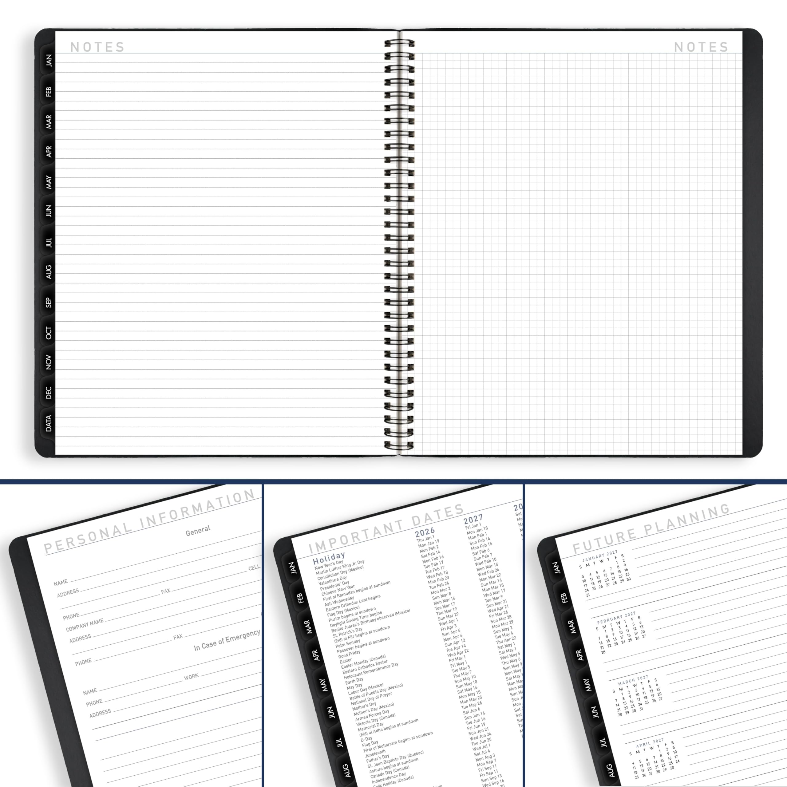 AT-A-GLANCE Agenda 2026, mensual, 9 x 11 pulgadas, grande, contemporánea, negra (70260X0526)