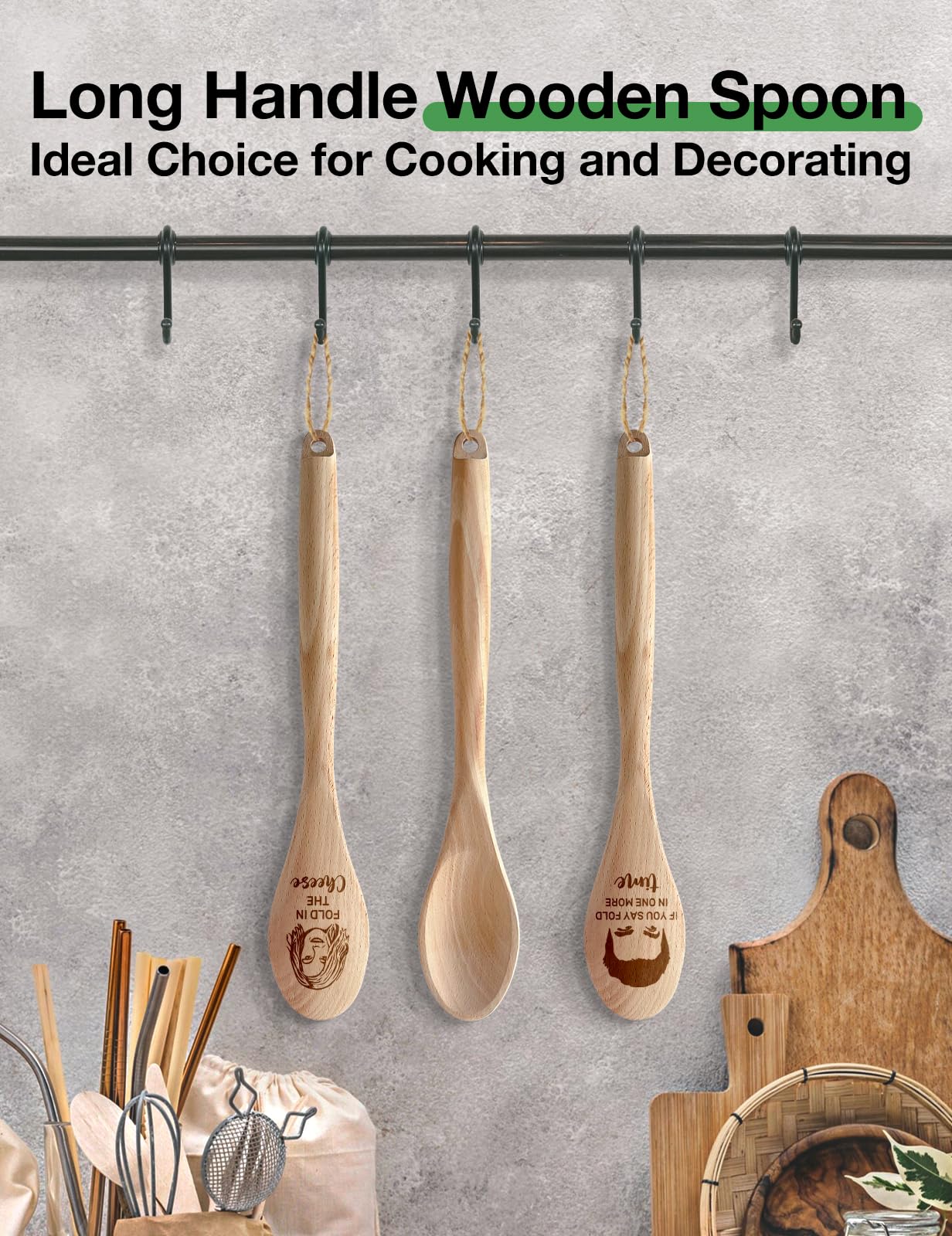 2 cucharas de madera divertidas para cocinar, decoración novedosa de programas de televisión de amigos para mujeres, cucharas de cocina Schitts, accesorios de decoración de cocina, regalos