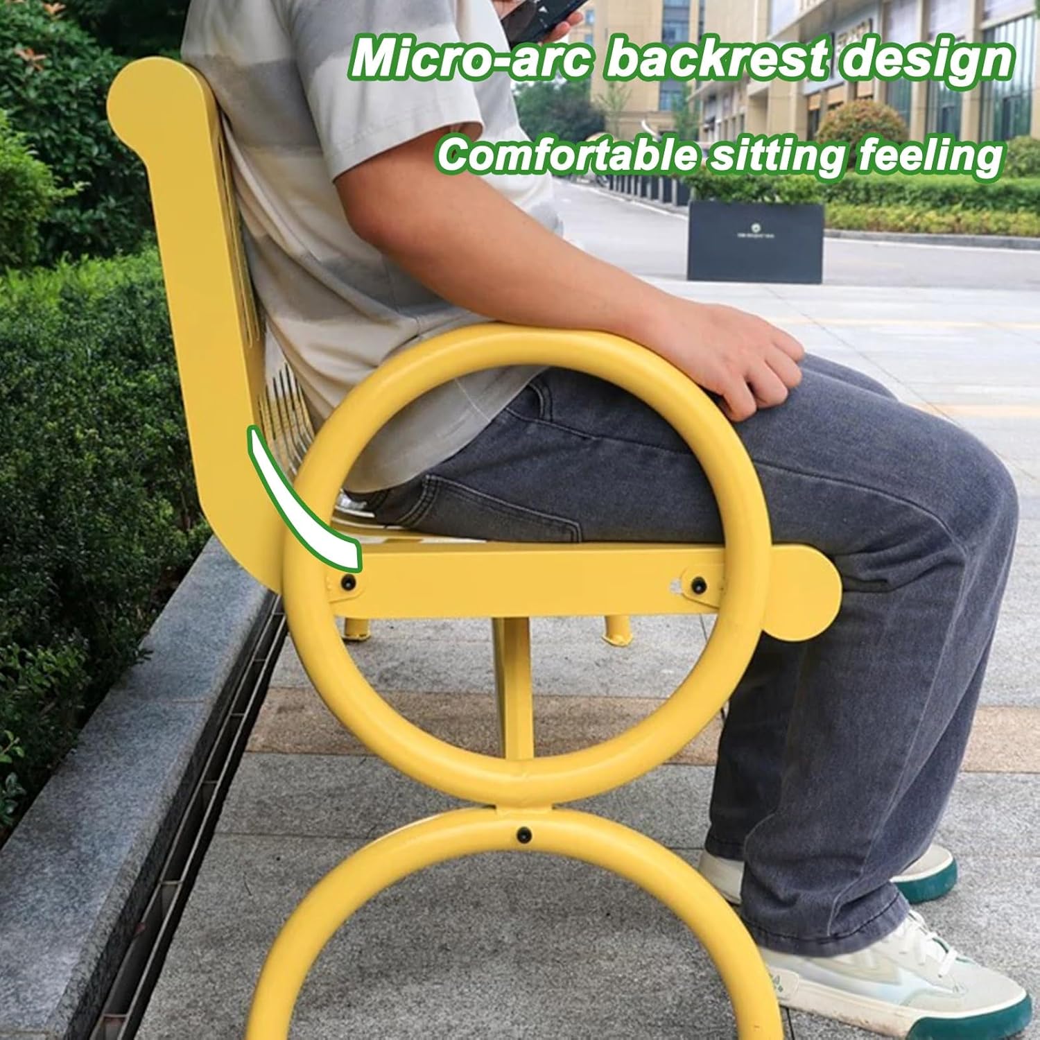 Metal Bench, Garden Bench, Patio Garden Bench, Bench Chair with Sturdy Backrest Armrests, Weatherproof Garden Bench, for Outdoor Path Yard Lawn Work Entryway Decor Deck(Blue,150cm/59in)