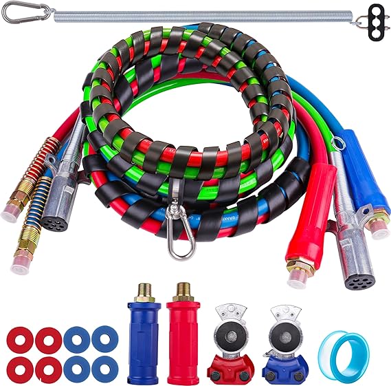 AUKUS 15FT Air Lines with Glad Hands for Tractor Trailer