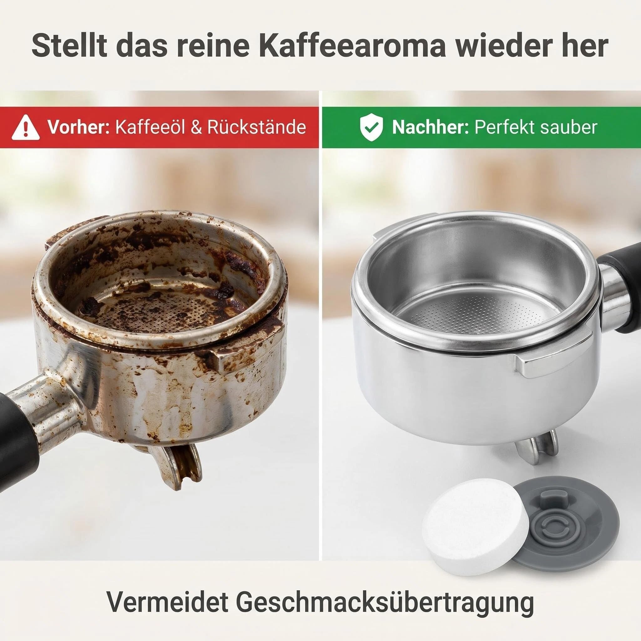 16 Reinigungspads für Kaffeemaschinen und 2 Reinigungsscheiben (54 mm Durchmesser), geeignet für Siebträger von Marken wie Ninja, Sage, Breville und Gastroback.