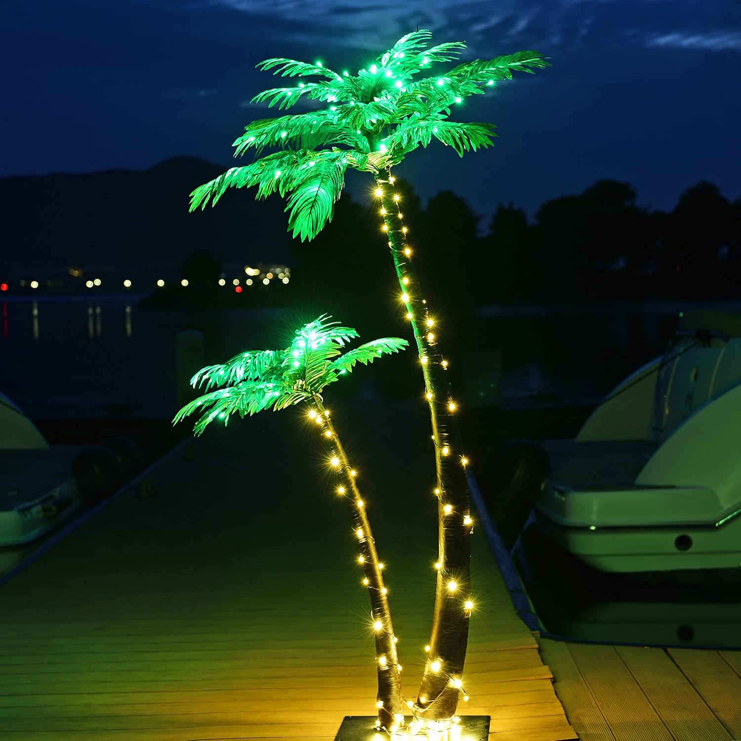 Lightshare Gorgeous Artificial Lighted Palm Tree 4FT&6FT Office Decor, 184LED for Outside Patio Home Party Garden Nativity