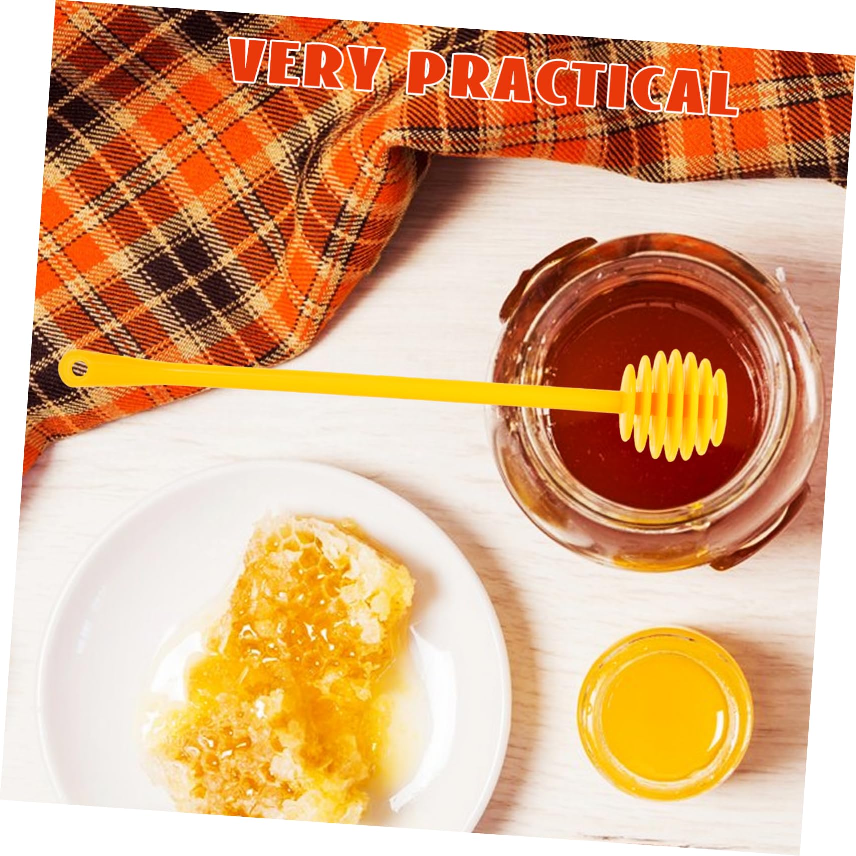 BEBEMOKO 6pcs Honey Extractor Honey Stirring Rod Honey Jar Spoon Honey Mixing Sticks Clear Honey Spoon Honey Stirring Sticks Honey Drizzle Stick Bee Honey Spoon The Bee Yellow Abs re-usable