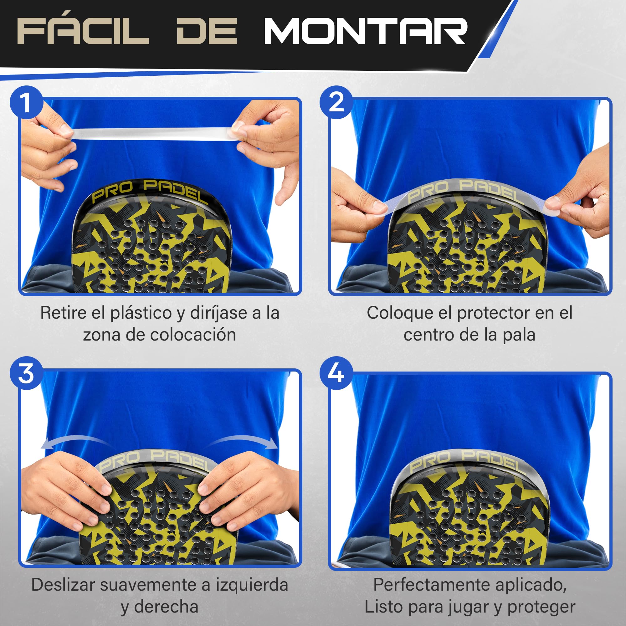 Protector Pala de Pádel Transparente Pack 2 3,5 x 37 cm Alta Protección