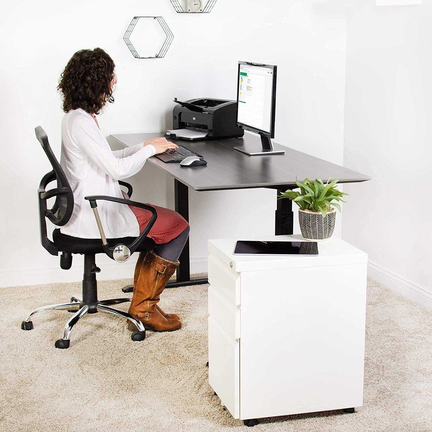 Superday White 3 Drawer Mobile Locking File Cabinet, Metal Rolling Vertical File Cabinet with Drawers，Small Under Desk Lateral Cabinet for Office and Home, Fully Assembled Except Wheel : Office Products