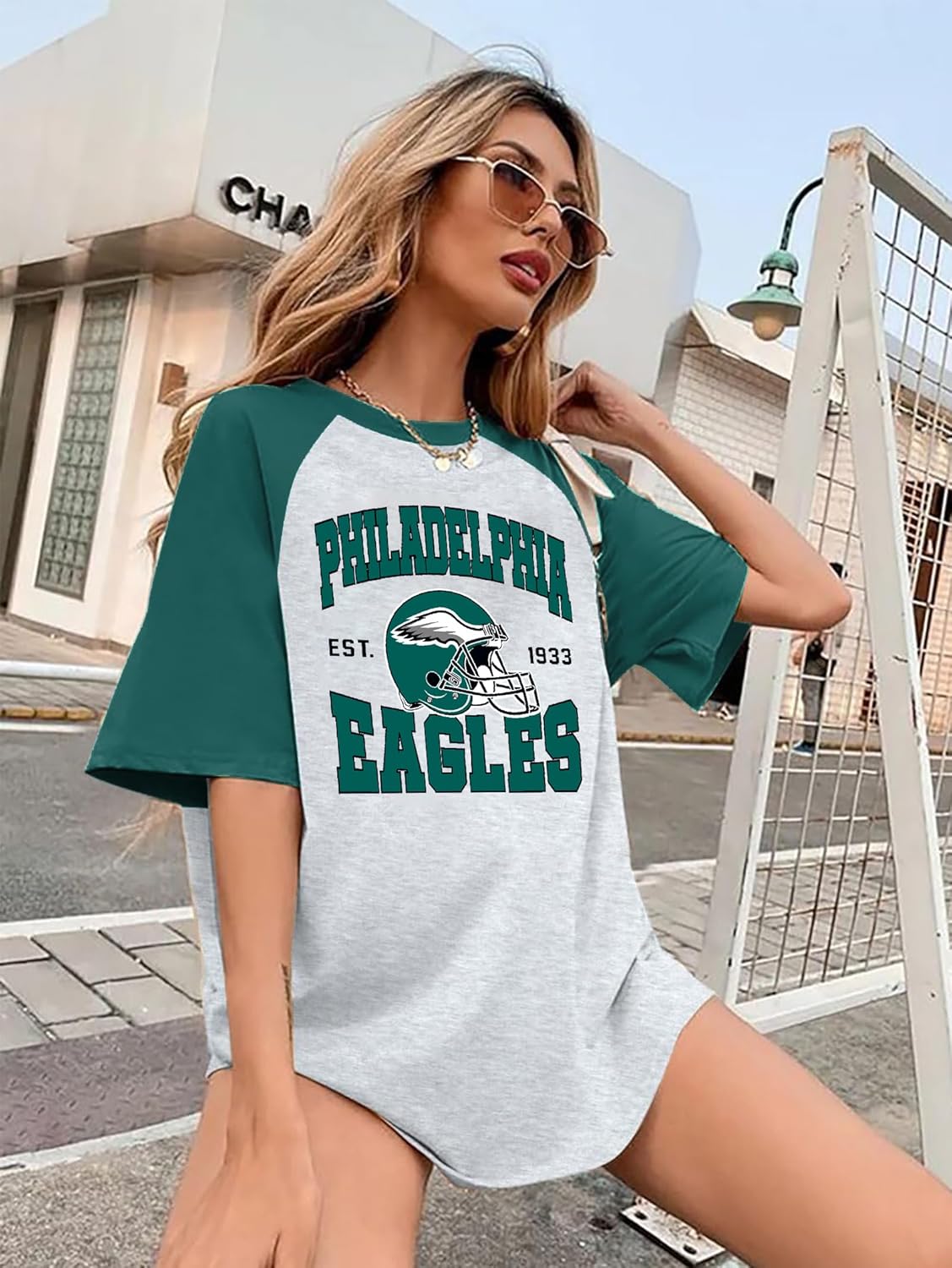 Football Shirts Women Game Day Oversized Shirt Team Fan Tee Sports Gift Tops - Image 2