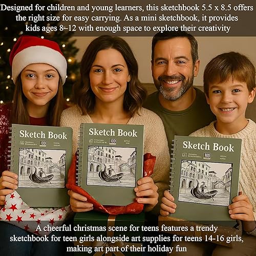 Miniatura 8 de Cuaderno de bocetos para niños, cuaderno de bocetos pequeño, cuaderno de bocetos de 5.5 x 8.5, paquete de 1 (68 libras100 GSM), 100 hojas de bloc de