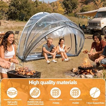Transparent Bubble Tent for 4 Persons, Portable Camping Dome with Breathable Windows, Waterproof Garden Sunroom for Backyard, Outdoor Events, Sports Event, Camping, Fishing