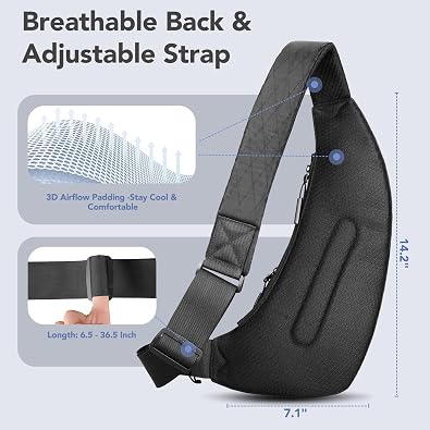hk Sling Bag for Men with 3Layer SailclothInspired Performance Fabric