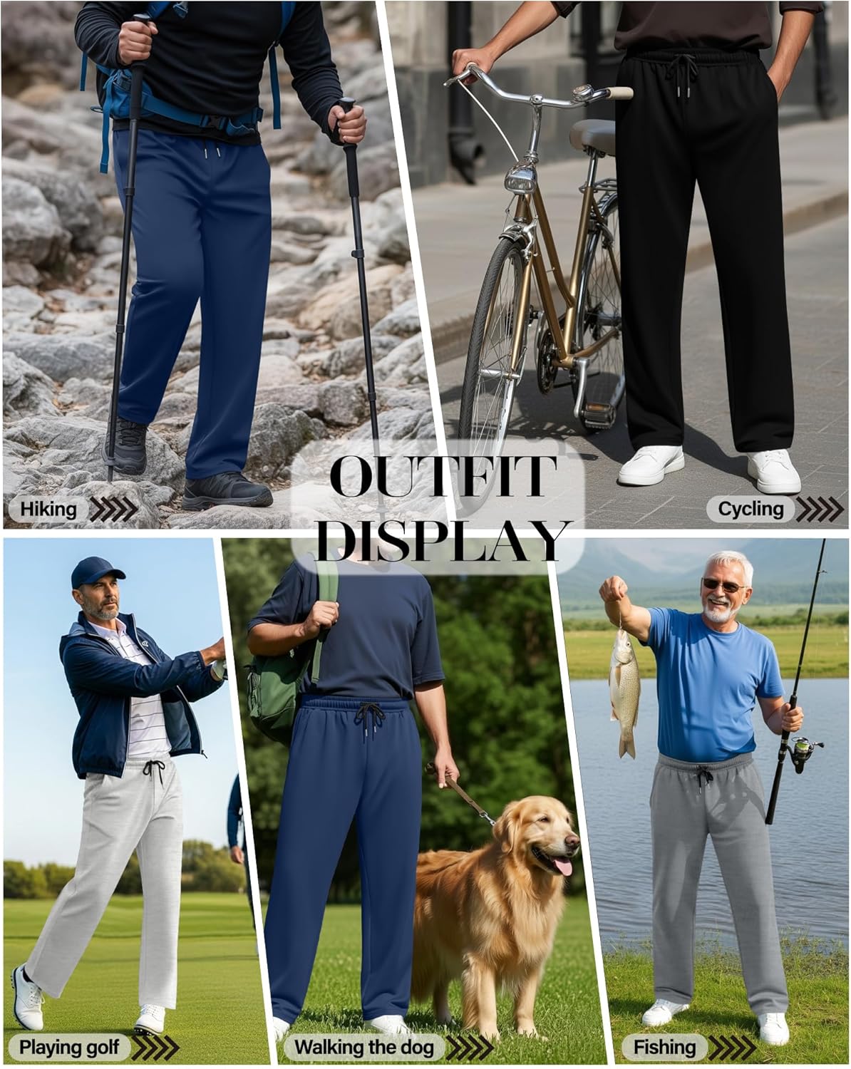 4 Pack Men's Sweatpants Open Bottom with Pockets Drawstring Athletic Lounge Joggers Baggy Workout Pants - Image 4