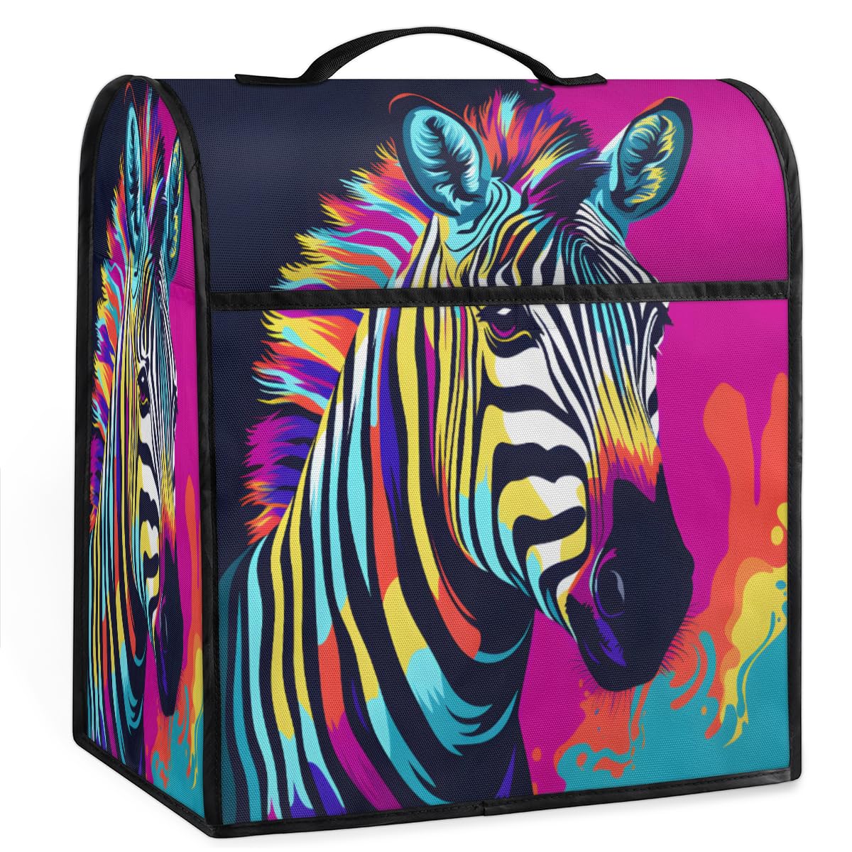 Coffee Maker Cover Colorful Animal Zebra Kitchen Appliance Covers Small Appliance Covers Blender Cover Juicer Cover Dust Covers for Kitchen Appliances with Top Handle and Pockets,Washable,C196