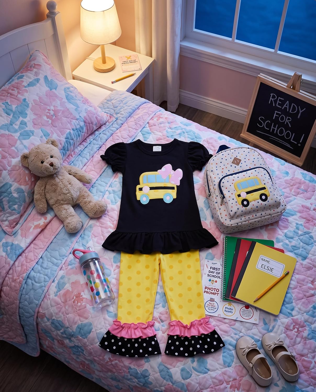 Unique Baby 2 Piece Girls Double Ruffle Leggings and Short Sleeve Shirt Clothes Set Kid and Toddler Girl Outfit
