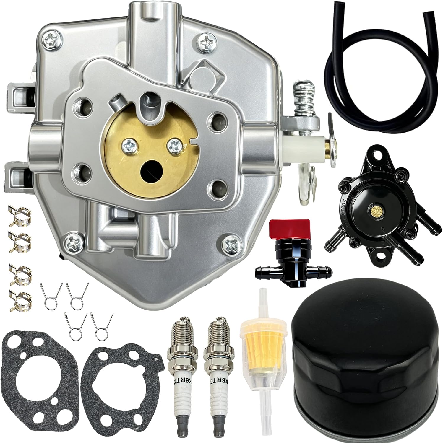 Carburetor Compatible with John Deere Gator XUV550 XUV550 S4 XUV560E XUV560E S4, Replaces AUC10140 Carb, Includes Oil Filter Fuel Filter Spark Plugs