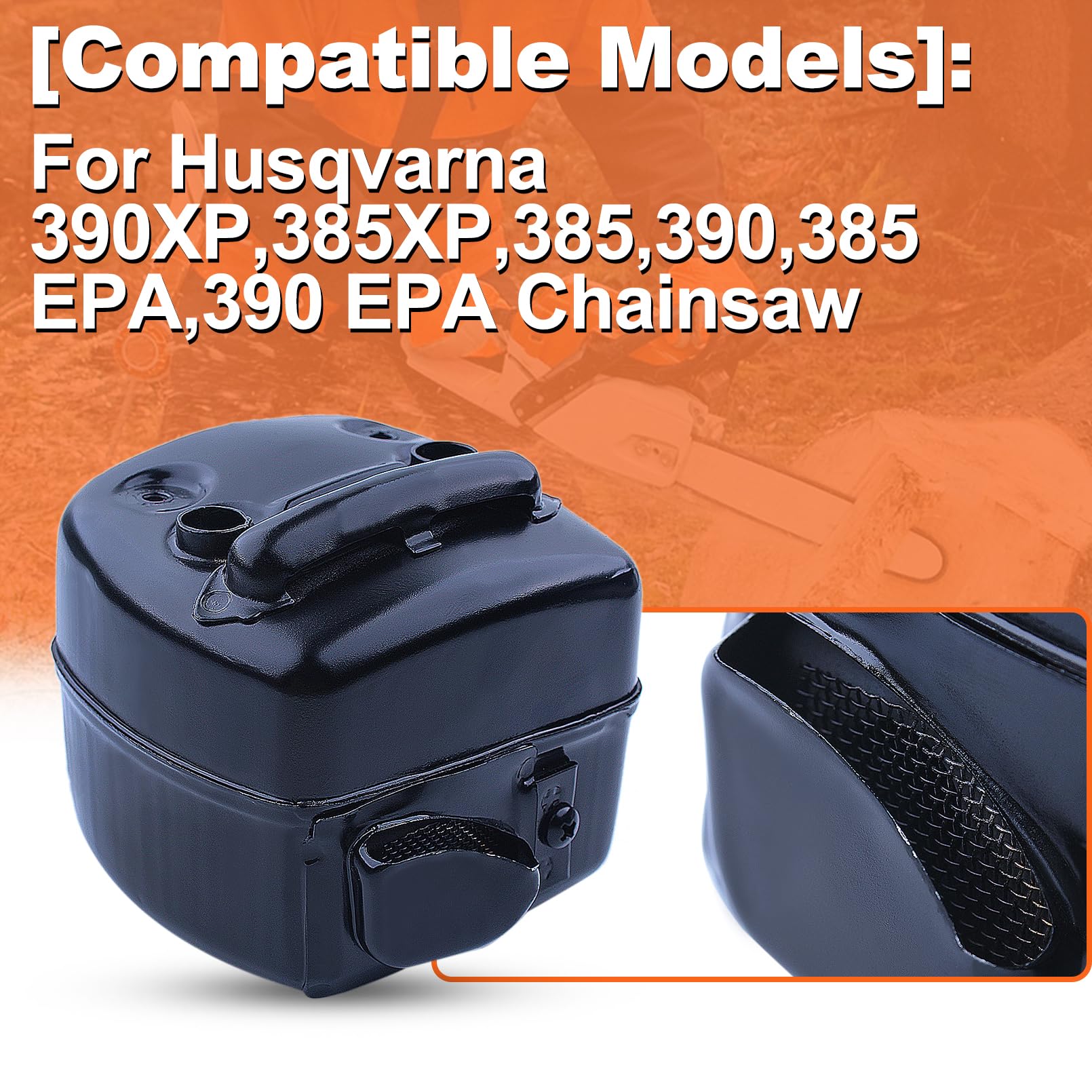Schalldämpfer für Husqvarna 390xp 390 390 385xp Kettensäge, Auspuffschalldämpfer 544029104, Auspuffrohr-Kit mit Halterungsdichtungen Schrauben