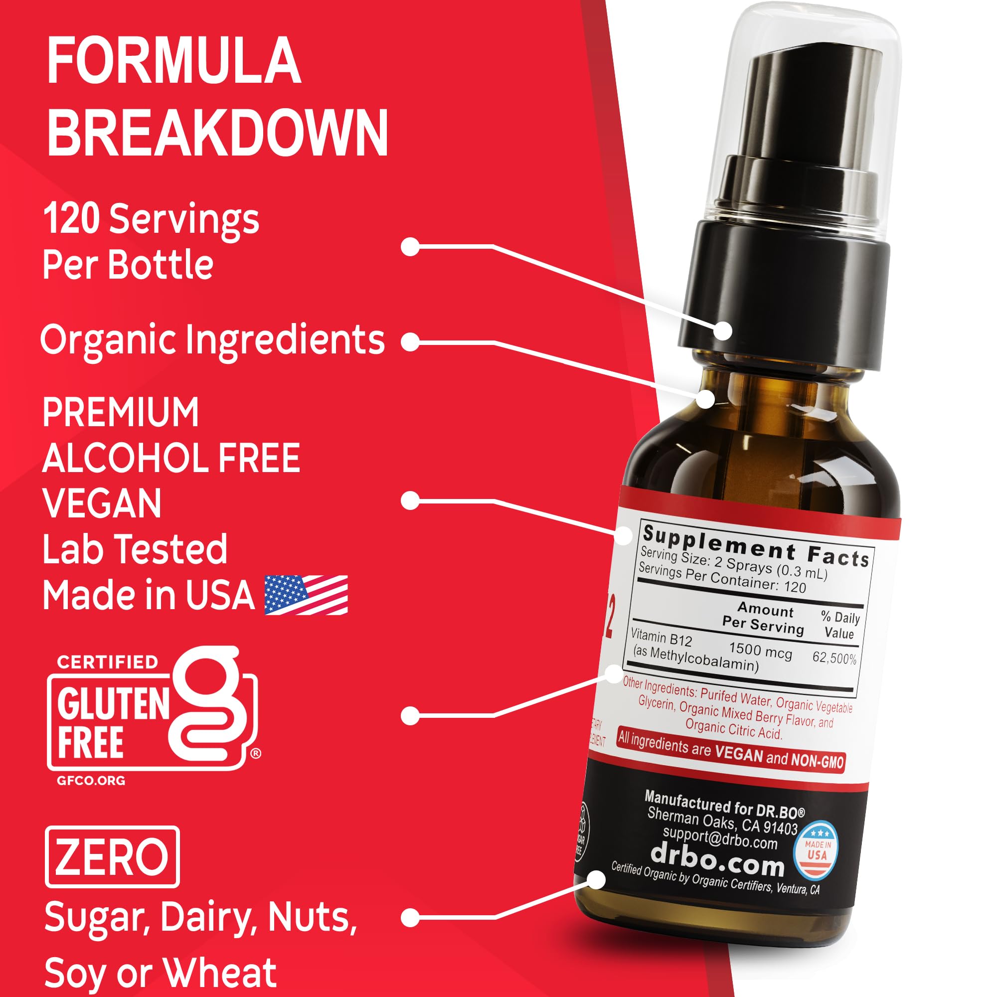 Vitamin B12 Liquid Spray Drops - Organic Liquid B12 Vitamins for Women, Men, Kids & Energy, Vegan Sublingual Methyl B 12 Spray Supplement - Organic Pure Methylcobalamin Vit B 12 Drops Vitamins 1 Fl Oz — Amazon image 8