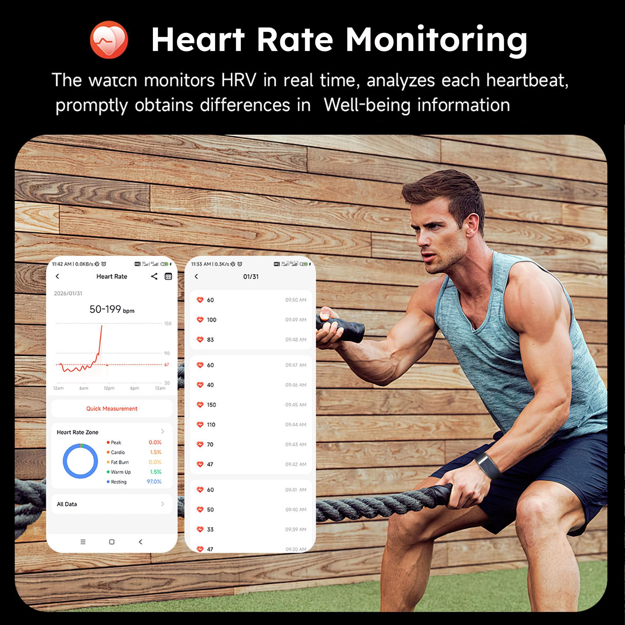 findtime Braccialetto intelligente per la salute, fitness tracker, senza schermo, contapassi, cardiofrequenzimetro, monitoraggio del sonno, monitoraggio dell'attività con conteggio calorie e distanza