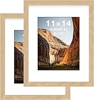 Vista 50 de FrameWorks Marcos de fotos clásicos de madera de 12 x 12 a 8 x 8 pulgadas con vidrio templado, roble natural, paquete de 2