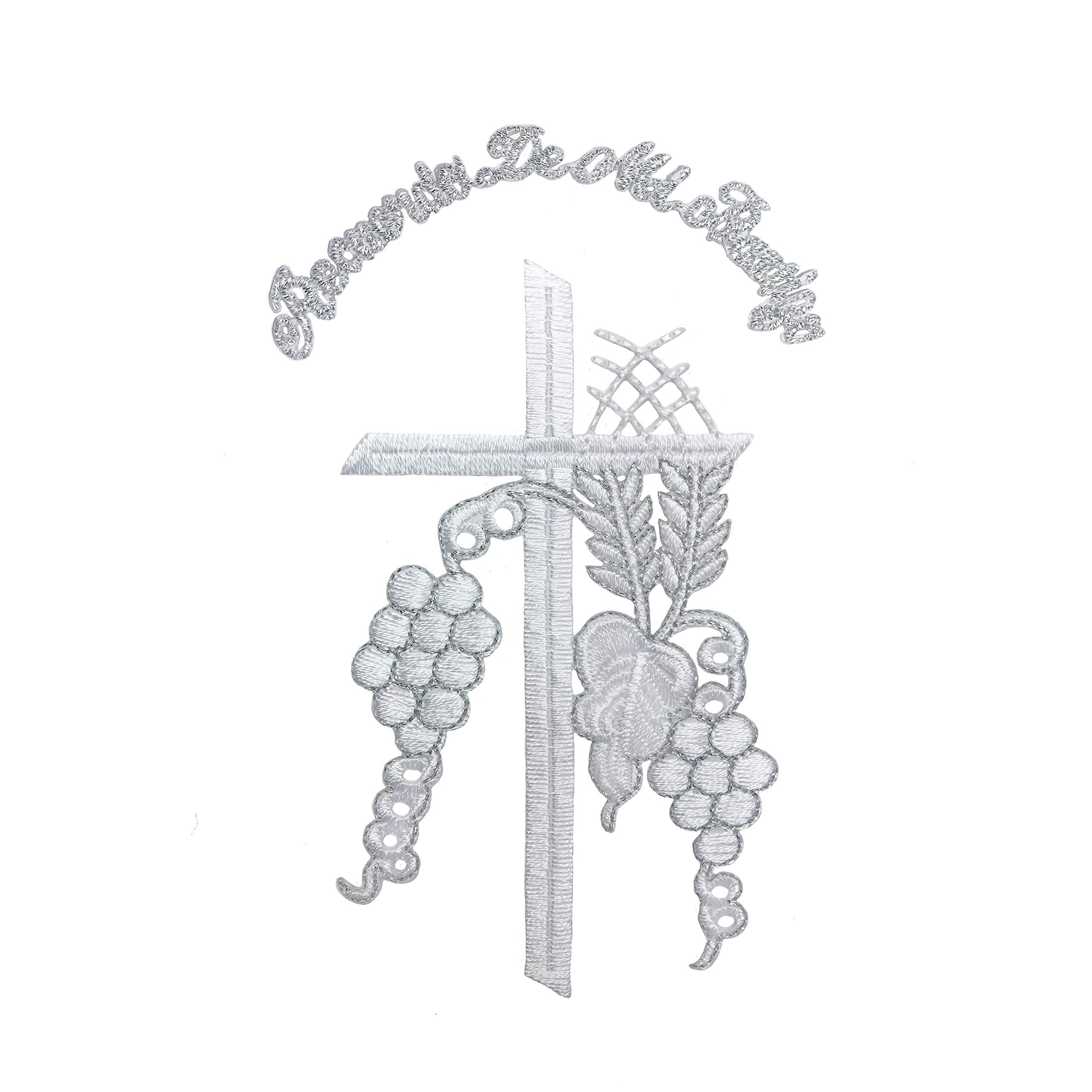 4 PC Baby Boys Christening Communion Pants Set Silver Dove Maria Mary Guadalupe Pope Cross SM-4T (3T, Thin Cross - Spanish)