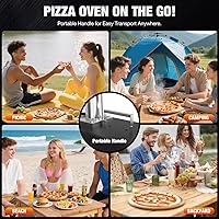Vista 7 de Horno de pizza para exteriores de 12 pulgadas, hornos de pizza de pellets de madera con piedra giratoria de 360, estufa de pizza portátil exterior