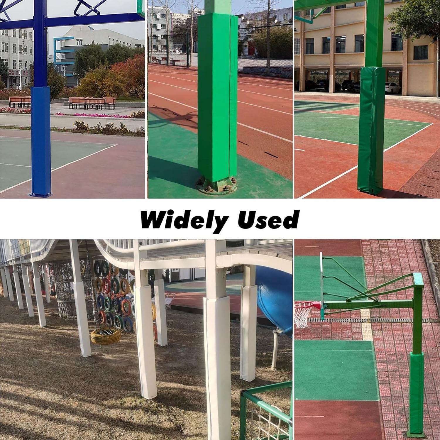 Outdoor Basketball Pole Pad, All-Weather In-Ground Protective Padding for Metal Posts, 15 x 15 cm, Black Blue Red Yellow, Ideal for Parks & Yards, Player Safety Cover (Orange)