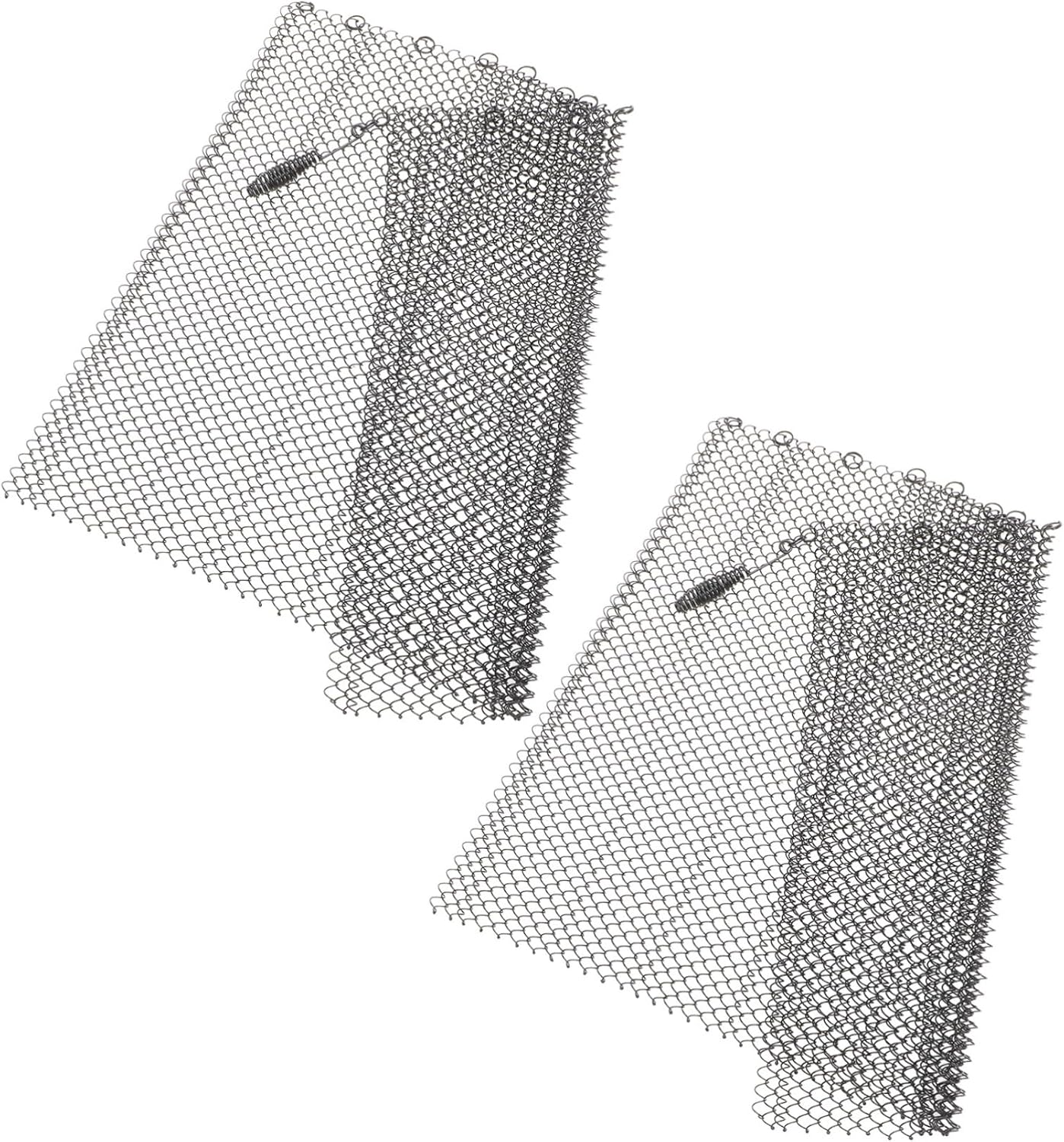 2Pcs Mesh Fireplace Screen Curtain Panels Heat Resistant Sparks Guard Xin Easy Install with Rings Fire Protection for Home Fireplace