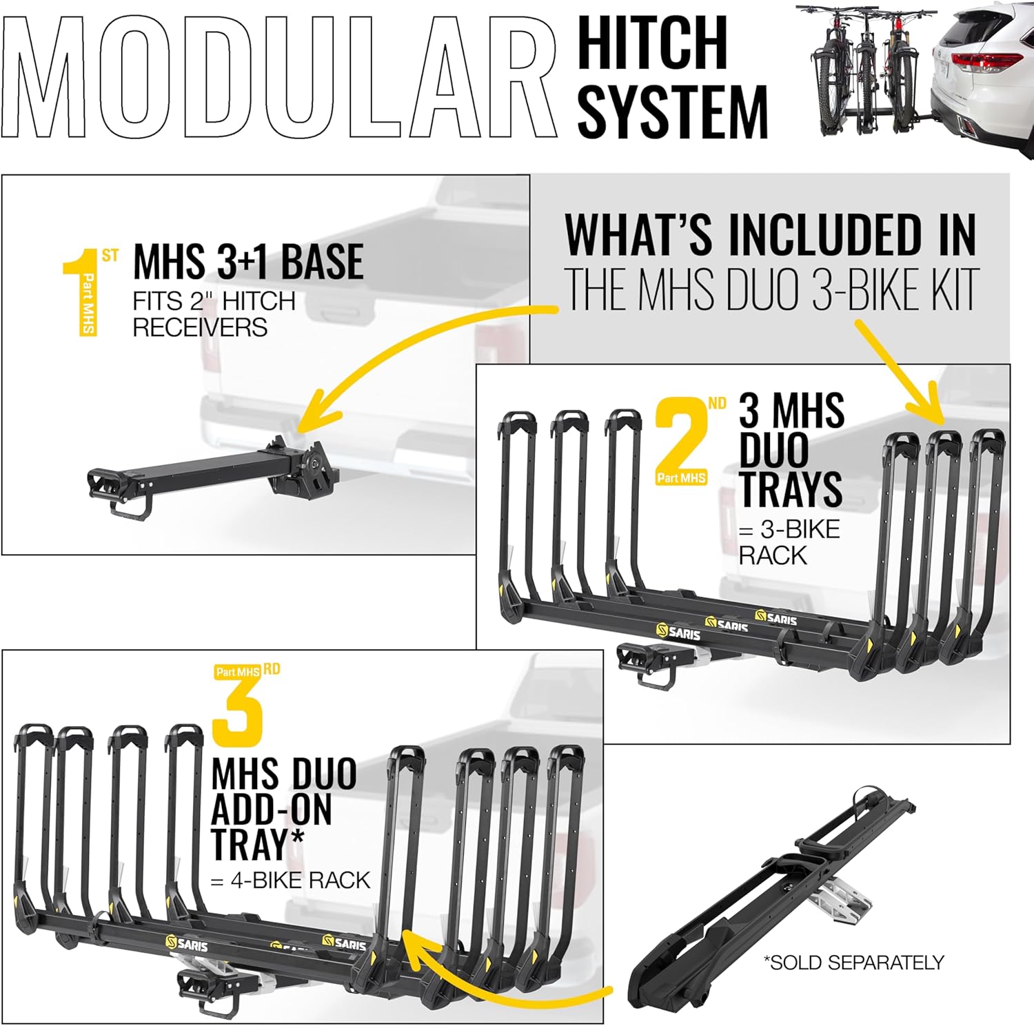 Saris MHS Bike Carrier Modular Hitch System for Cars, Trucks and SUVs, Precision Machined Aluminum Bike Rack