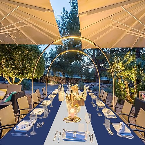 Miniatura 5 de Paquete de 10 manteles rectangulares de plástico y satén con lunares azules y plateados para 10-12 personas, perfectos para baby shower, cumpleaños,