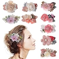 Vista 1 de Beaupretty 9 pinzas para el pelo de flores simuladas con diseño floral, accesorios de estilo bohemio para mujeres y niñas, fiesta diaria en la playa